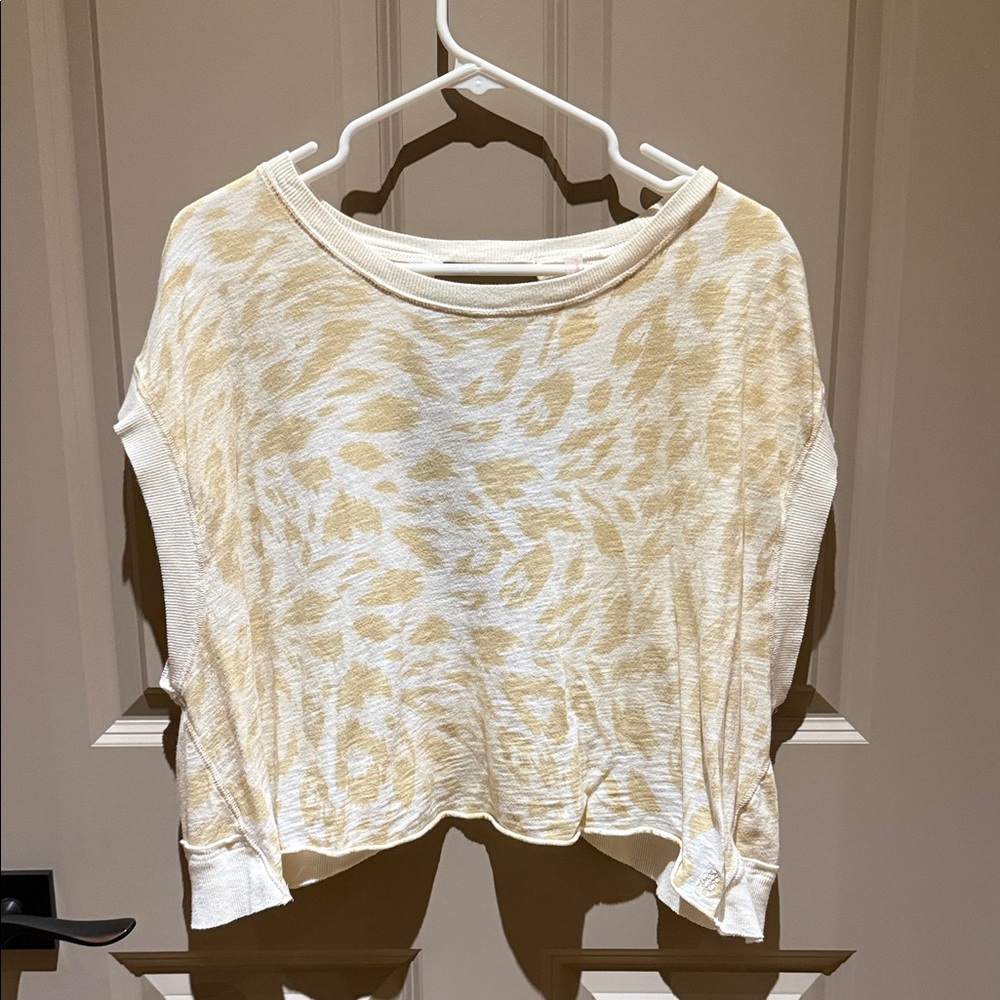 Free People Movement Cream Leopard Print Women's Top